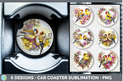 Valentines Goldfinch Car Coaster | Sublimation Designs Bundle