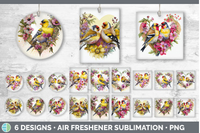 Valentines Goldfinch Air Freshener | Sublimation Designs Bundle