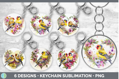 Valentines Goldfinch Keychain Bundle | Keyring Sublimation Designs