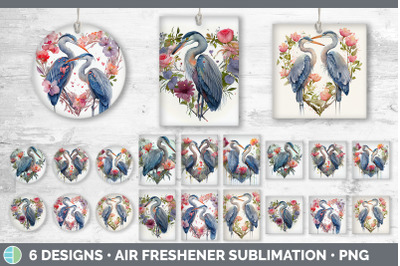 Valentines Blue Heron Air Freshener | Sublimation Designs Bundle