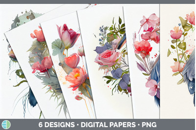 Valentines Blue Heron Backgrounds | Digital Scrapbook Papers