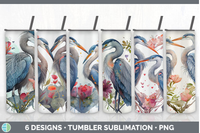 Valentines Blue Heron Tumbler Sublimation Bundle