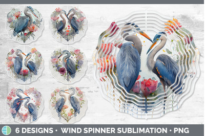 Valentines Blue Heron Wind Spinner | Sublimation Designs Bundle