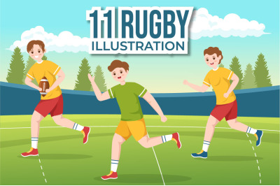 11 Rugby Player Illustration