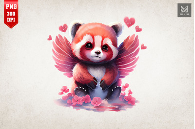 Cute Angel Red Panda Valentine&amp;&23;039;s Day