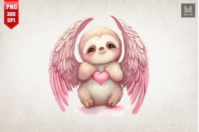 Cute Angel Sloth Valentine&amp;&23;039;s Day