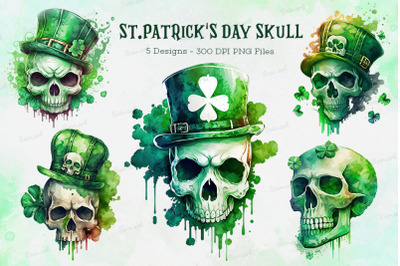 St.Patrick&#039;s Day Skull Cliparts Bundle