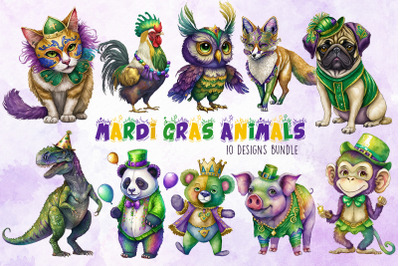 Mardi Gras Animal Cliparts Bundle