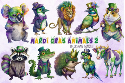 Mardi Gras Animal Cliparts Bundle 2