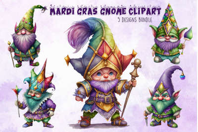 Mardi Gras Gnome Cliparts Bundle