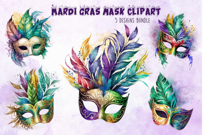 Mardi Gras Mask Cliparts Bundle