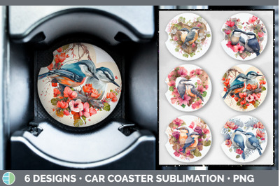 Valentines Nuthatch Car Coaster | Sublimation Designs Bundle