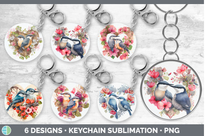 Valentines Nuthatch Keychain Bundle | Keyring Sublimation Designs