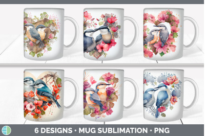 Valentines Nuthatch Mug Sublimation | Coffee Cup Background PNG