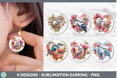 Valentines Nuthatch Round Earring | Sublimation Designs Bundle