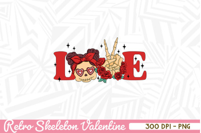 LOVE Retro Valentine Skeleton hand