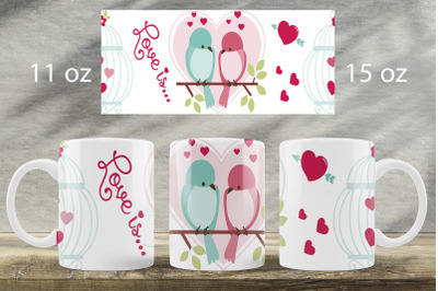 Love mug wrap design Valentines day sublimation png Heart