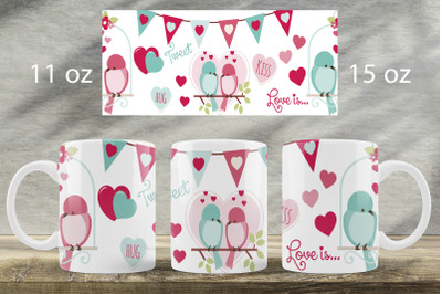 Love mug wrap design Valentines day sublimation png Heart