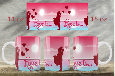 Love mug wrap design Valentines day sublimation png Heart