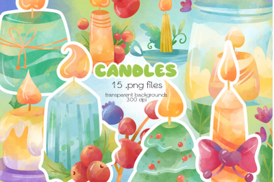 Christmas Candles Clipart - PNG Files