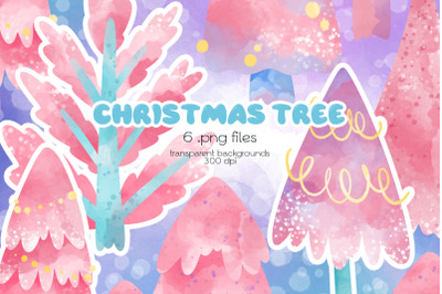 Pink Christmas Tree Clipart - PNG Files