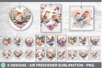 Valentines Snow Bunting Bird Air Freshener | Sublimation Designs Bundl