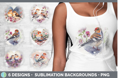 Valentines Snow Bunting Bird Background | Grunge Sublimation Backgroun