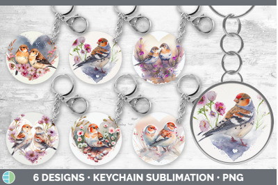 Valentines Snow Bunting Bird Keychain Bundle | Keyring Sublimation Des