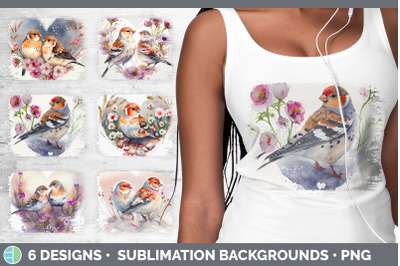 Valentines Snow Bunting Bird Distressed Sublimation Background Panel