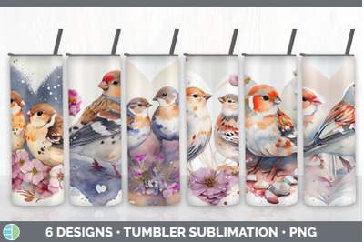 Valentines Snow Bunting Bird Tumbler Sublimation Bundle