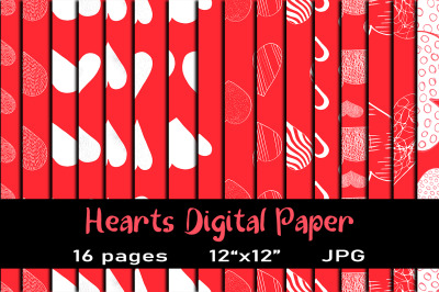 16 Heart Love Digital Papers