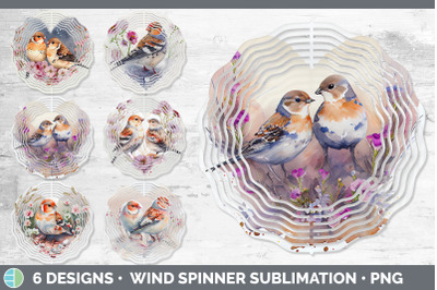 Valentines Snow Bunting Bird Wind Spinner | Sublimation Designs Bundle