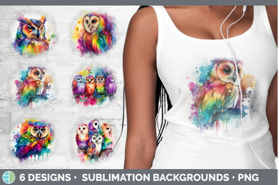 Rainbow Owl Background | Grunge Sublimation Backgrounds