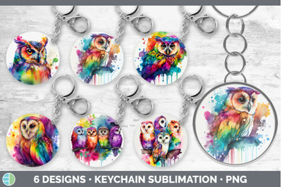 Rainbow Owl Keychain Bundle | Keyring Sublimation Designs