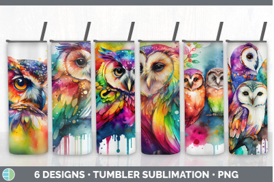 Rainbow Owl Tumbler Sublimation Bundle