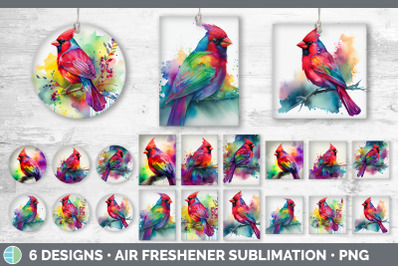 Rainbow Cardinal Air Freshener | Sublimation Designs Bundle