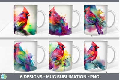 Rainbow Cardinal Mug Sublimation | Coffee Cup Background PNG