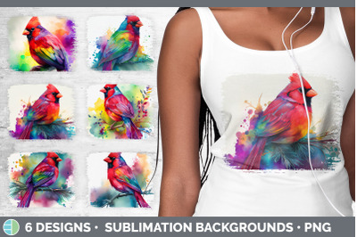 Rainbow Cardinal Distressed Sublimation Background Panel