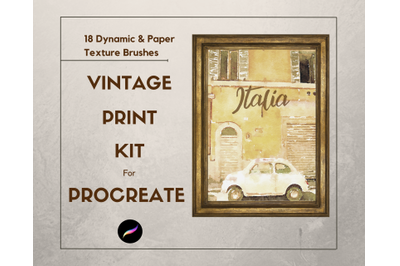 Vintage Print for Procreate - 18 Brushes and Colour Palette
