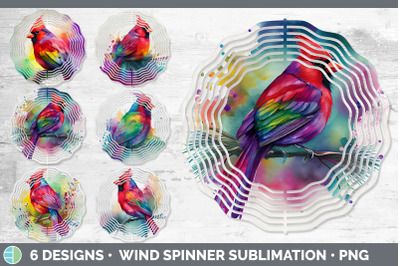 Rainbow Cardinal Wind Spinner | Sublimation Designs Bundle