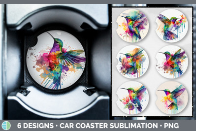 Rainbow Hummingbird Car Coaster | Sublimation Designs Bundle