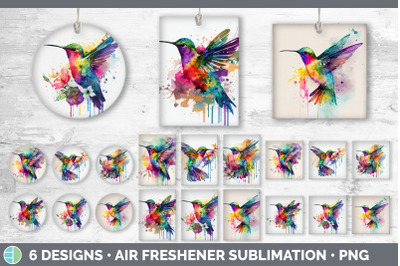 Rainbow Hummingbird Air Freshener | Sublimation Designs Bundle