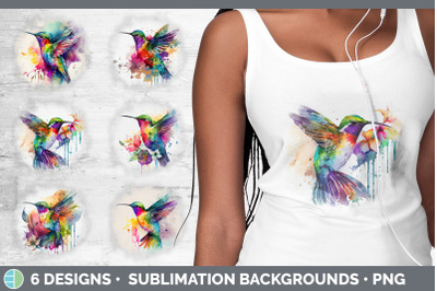 Rainbow Hummingbird Background | Grunge Sublimation Backgrounds