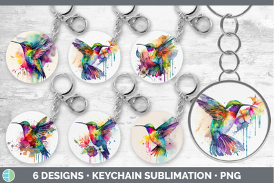 Rainbow Hummingbird Keychain Bundle | Keyring Sublimation Designs