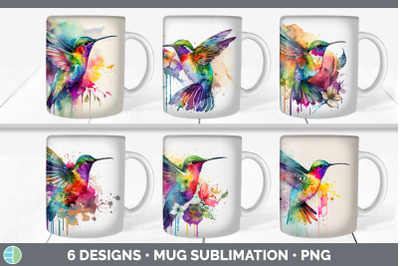 Rainbow Hummingbird Mug Sublimation | Coffee Cup Background PNG