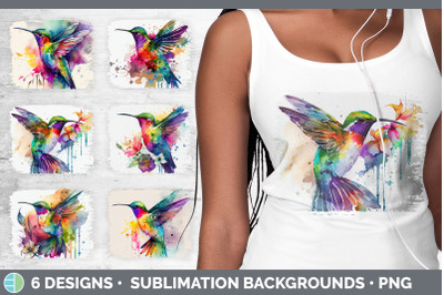 Rainbow Hummingbird Distressed Sublimation Background Panel