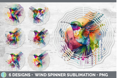 Rainbow Hummingbird Wind Spinner | Sublimation Designs Bundle