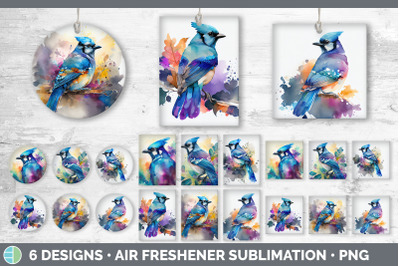 Rainbow Blue Jay Air Freshener | Sublimation Designs Bundle