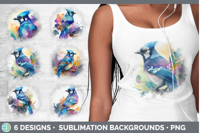 Rainbow Blue Jay Background | Grunge Sublimation Backgrounds