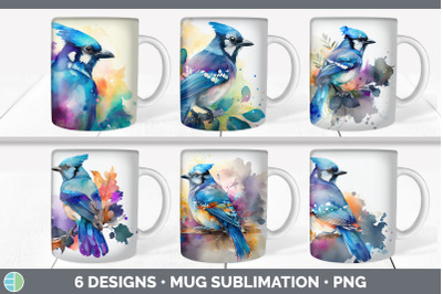 Rainbow Blue Jay Mug Sublimation | Coffee Cup Background PNG